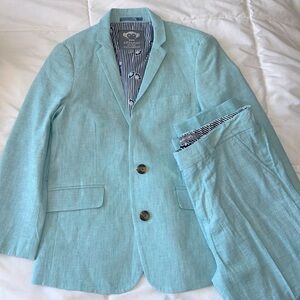 Appaman Fine Tailioring boys aqua/ sea foam linen size 8 suit jacket 10 pants